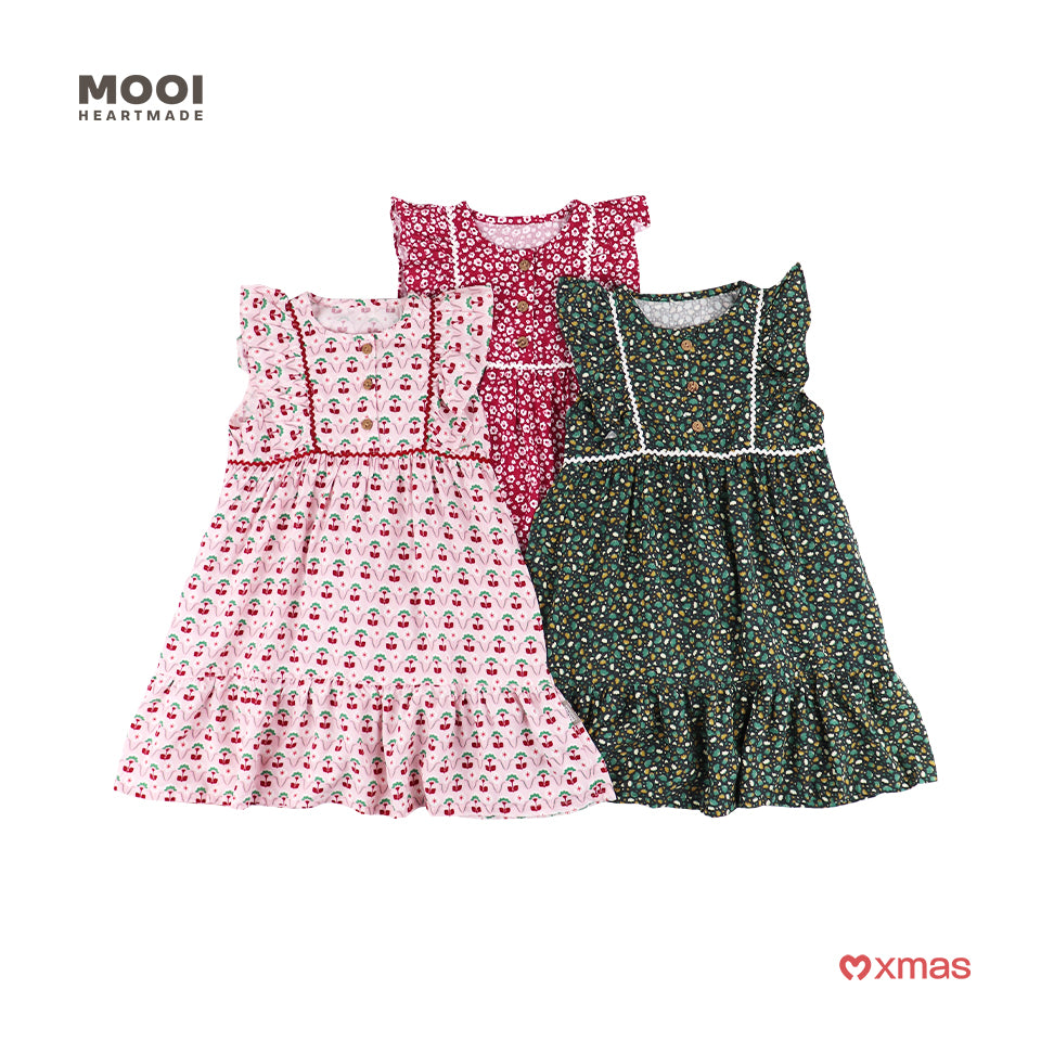 Mooi Dress Anak Perempuan Christmas Collection Eve Ruffle Dress