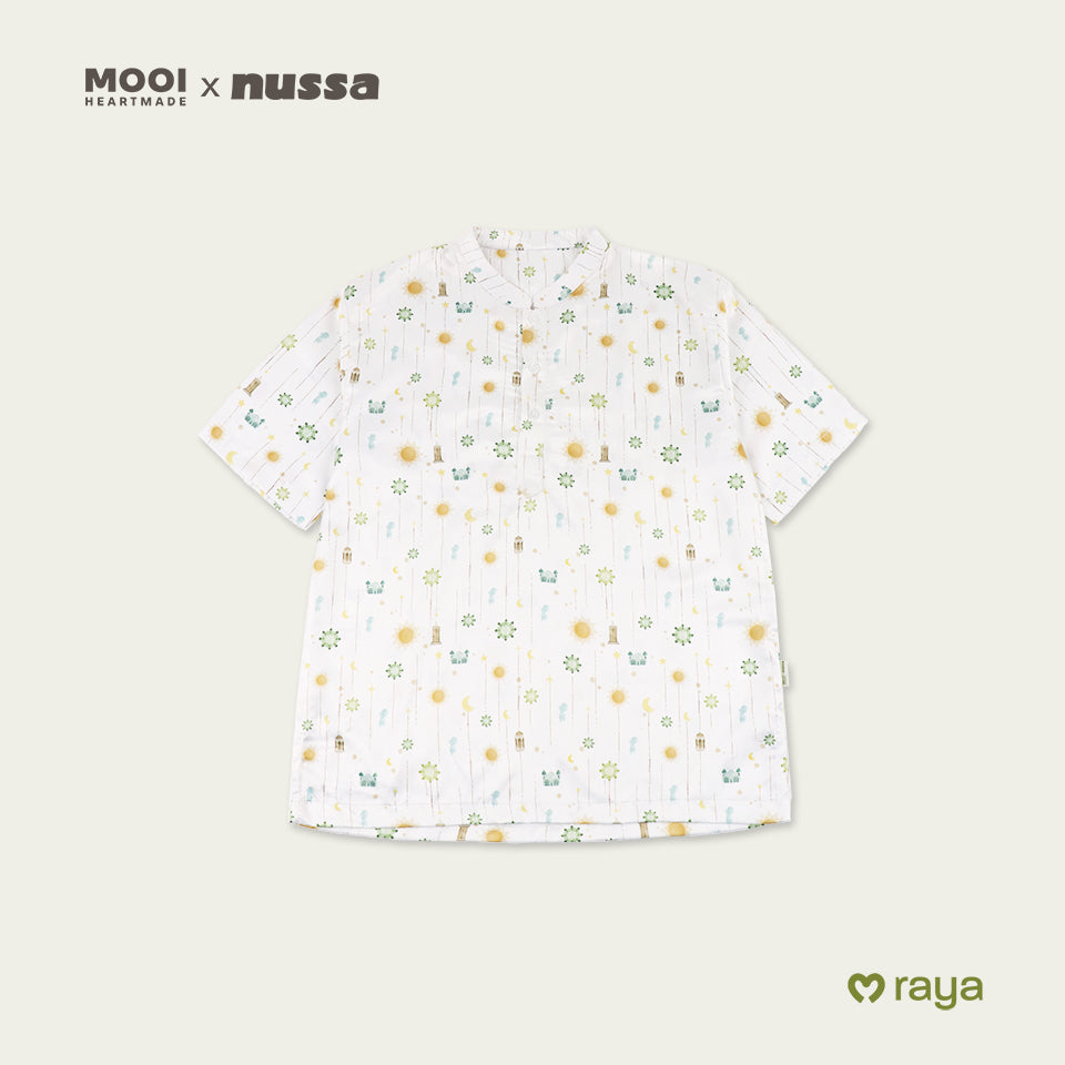 Mooi x Nussa Koko Print Adult Atasan Pria Kemeja Pria Raya Collection