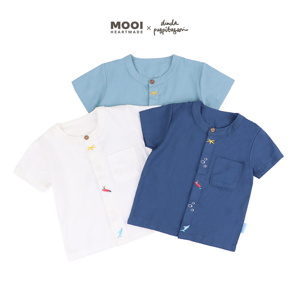 Mooi X Dinda Puspitasari Kemeja Anak Laki-laki Rue Pocket Shirt