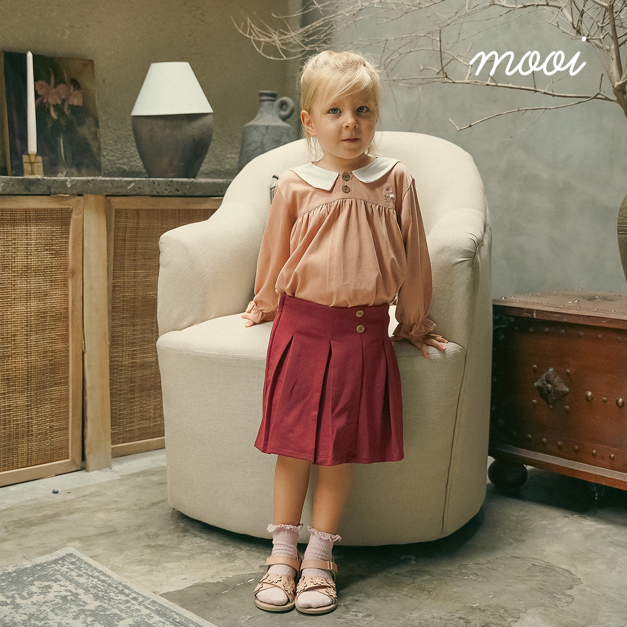Mooi Rok Anak Perempuan Ayako Pleat Pants V1