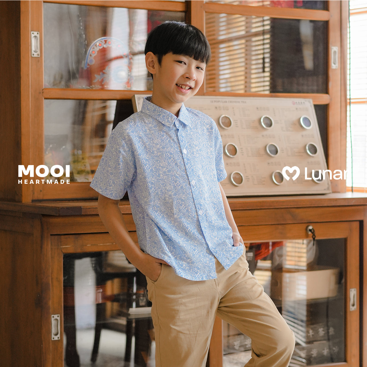 Mooi Kemeja Anak Laki-Laki Lunar Collection Han Collar Shirt