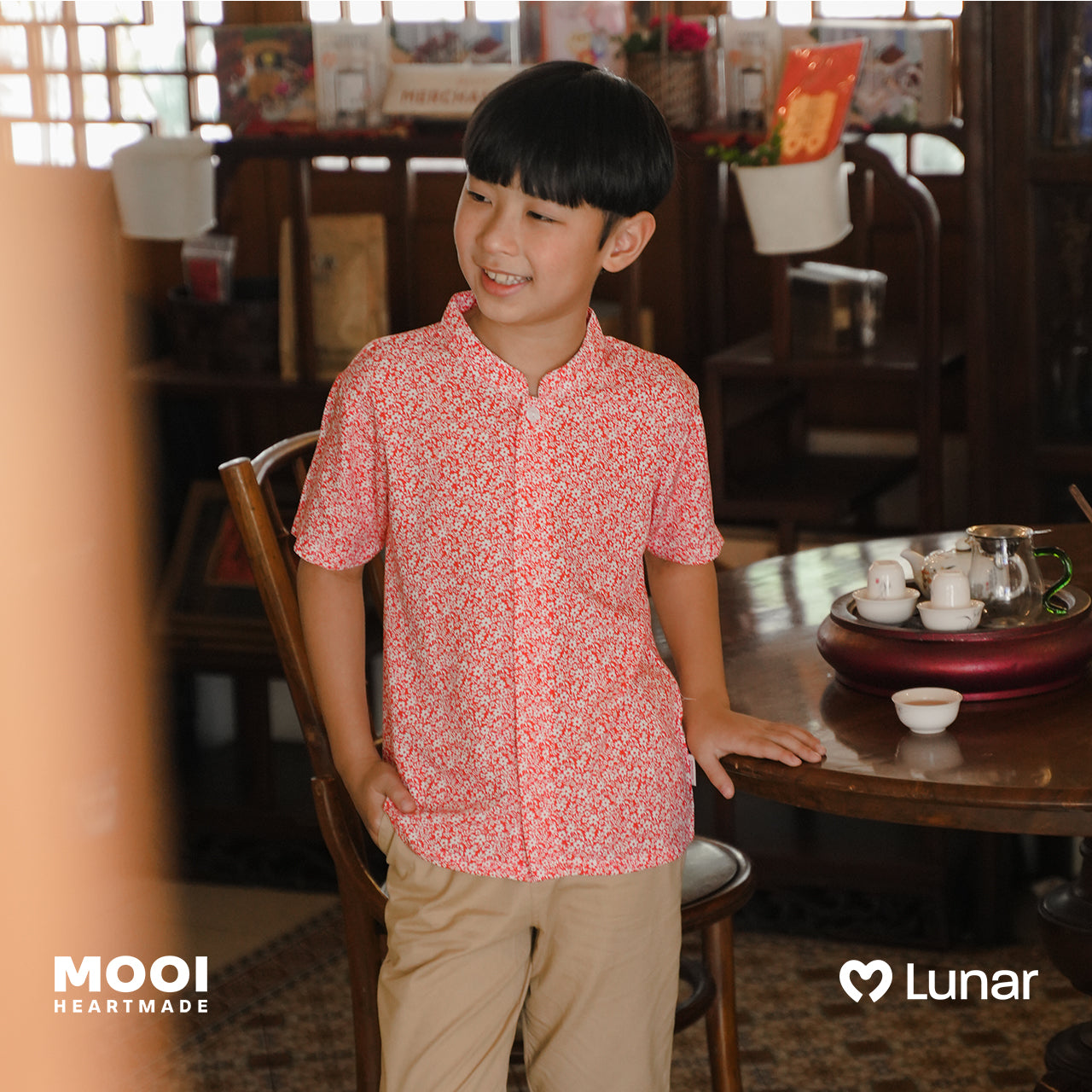 Mooi Kemeja Anak Laki-Laki Lunar Collection Hua Mandarin Shirt