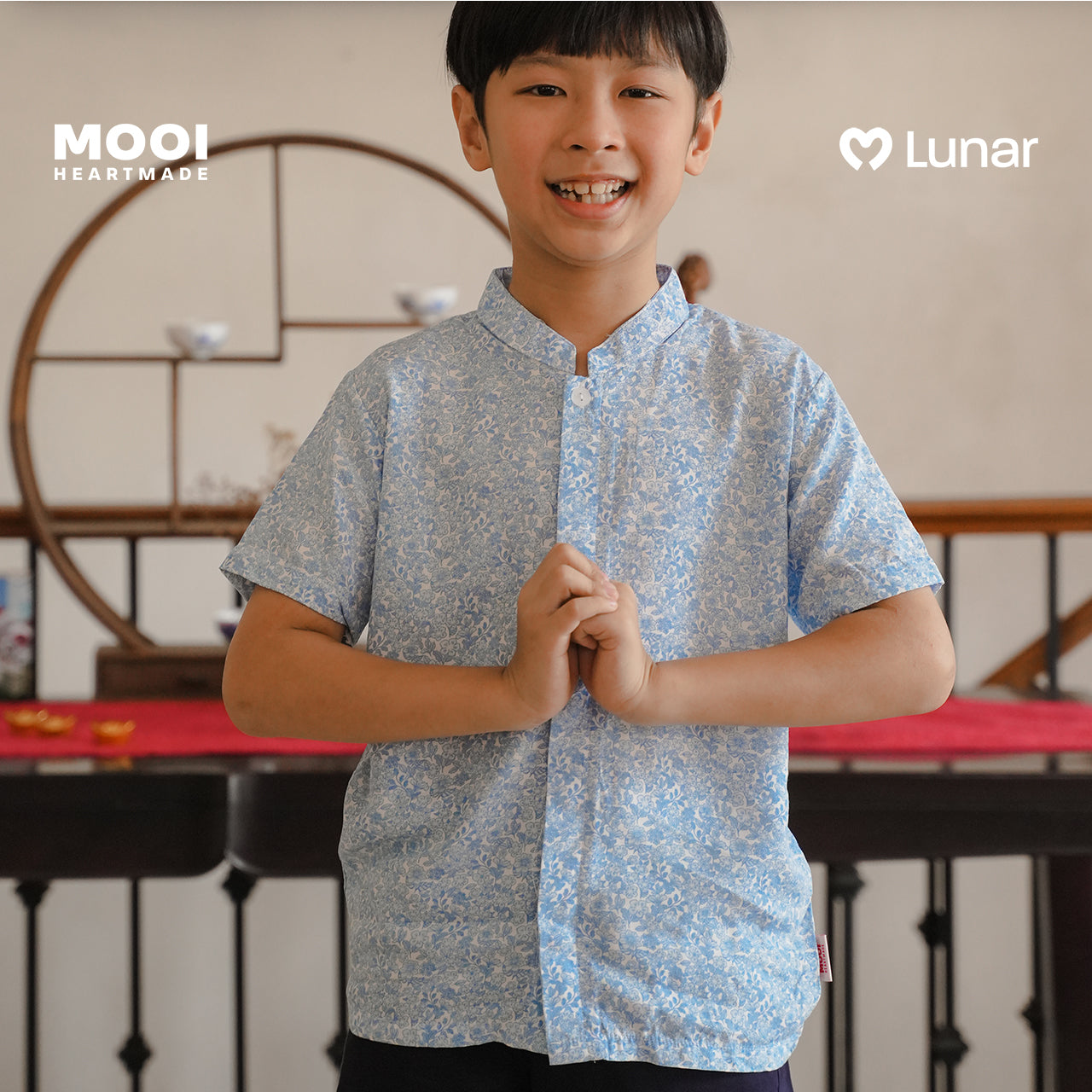 Mooi Kemeja Anak Laki-Laki Lunar Collection Hua Mandarin Shirt