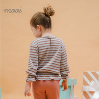 Mooi Atasan Anak Perempuan Daniele Rib Striped Top