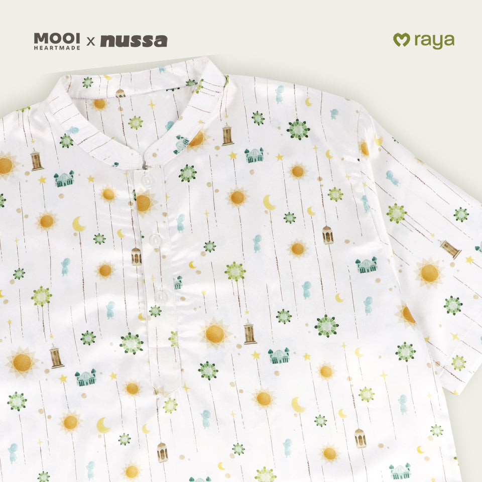 Mooi x Nussa Koko Print Adult Atasan Pria Kemeja Pria Raya Collection