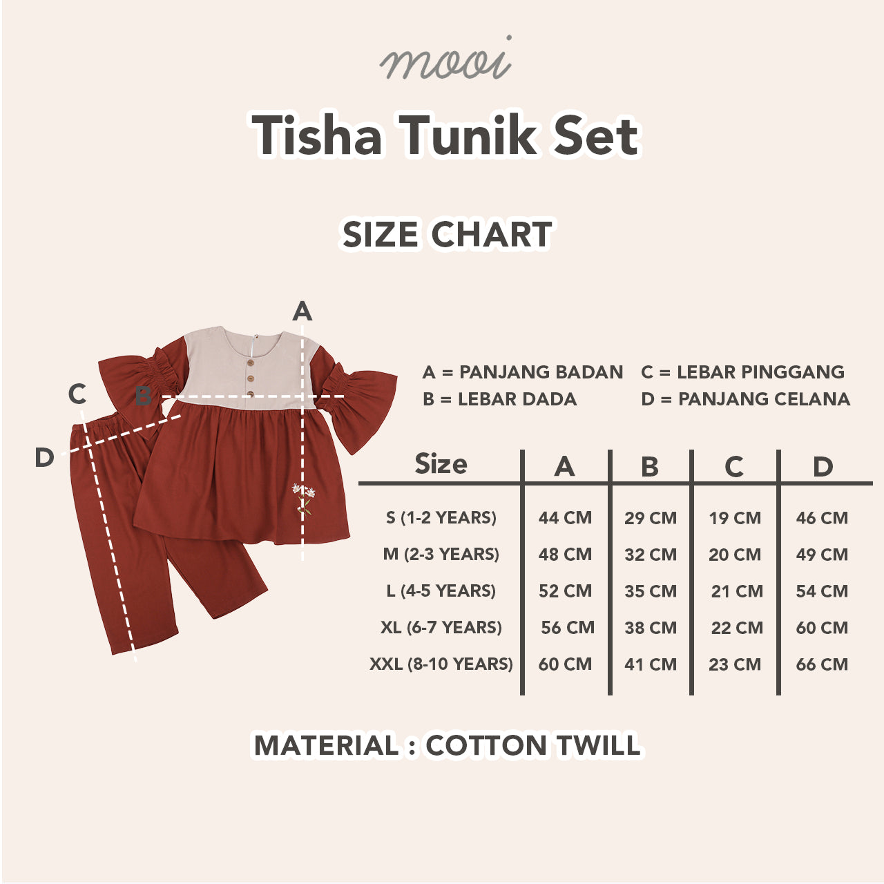 Mooi Setelan Anak Perempuan Raya Collection Tisha Tunik Set