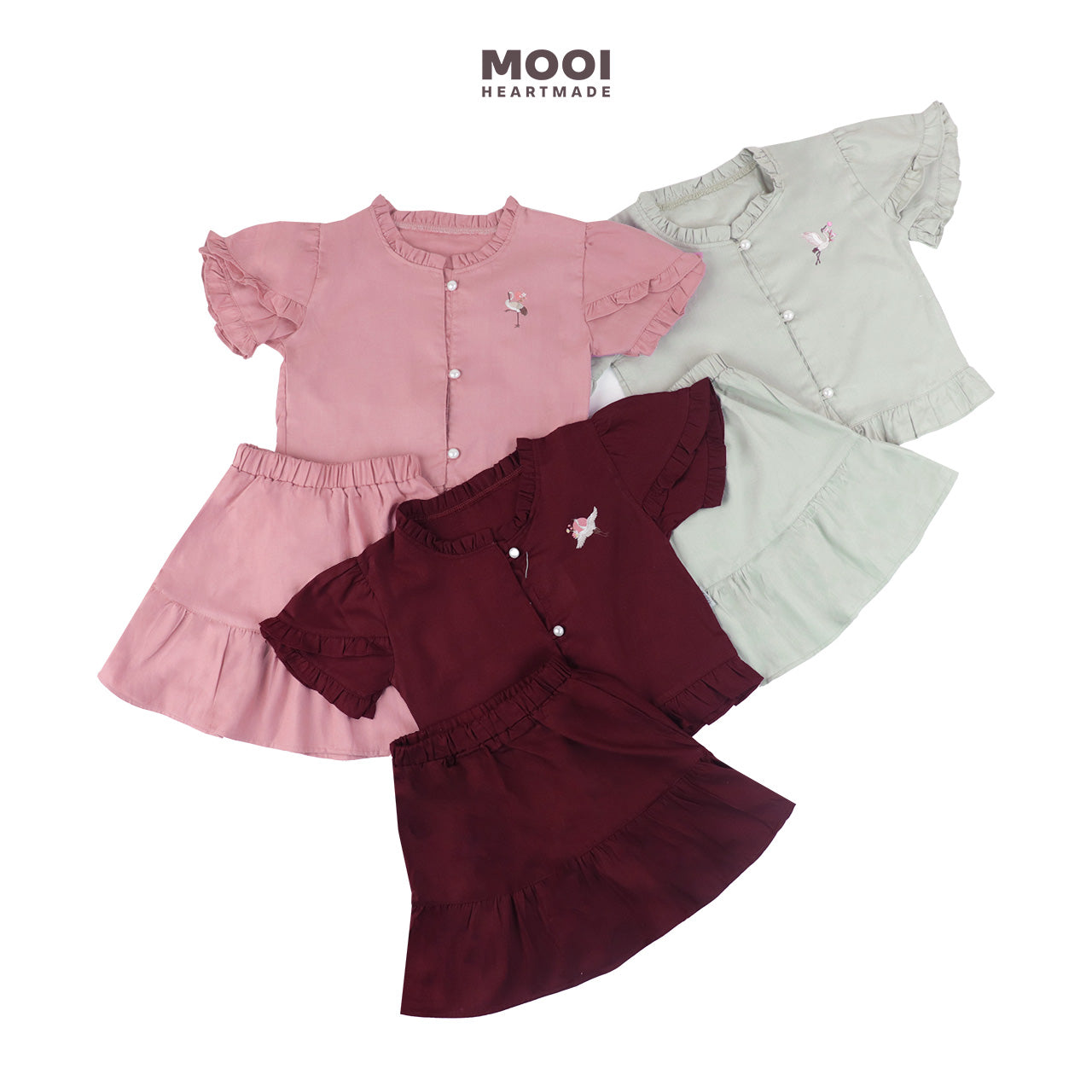 Mooi Setelan Anak Perempuan Fei Ruffle Set