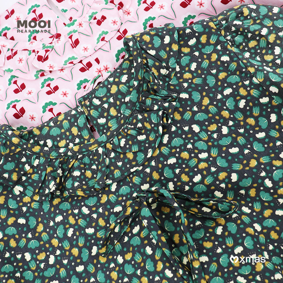 Mooi Atasan Anak Perempuan Christmas Collection Millie Ruffle Top