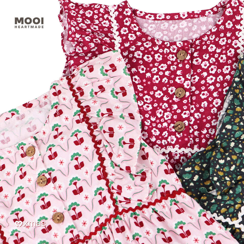 Mooi Dress Anak Perempuan Christmas Collection Eve Ruffle Dress