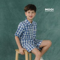 Mooi Kemeja Anak Laki-laki Kemeja Katun Motif Dion Striped Shirt