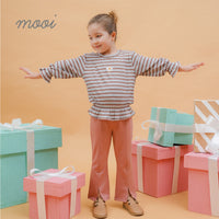Mooi Atasan Anak Perempuan Daniele Rib Striped Top