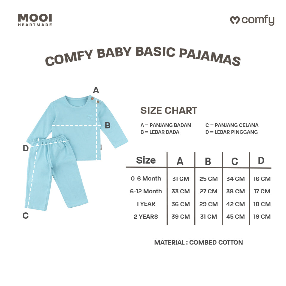 Mooi Setelan Piyama Bayi Comfy Baby Basic Pajamas