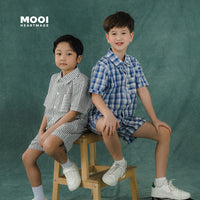 Mooi Kemeja Anak Laki-laki Kemeja Katun Motif Dion Striped Shirt