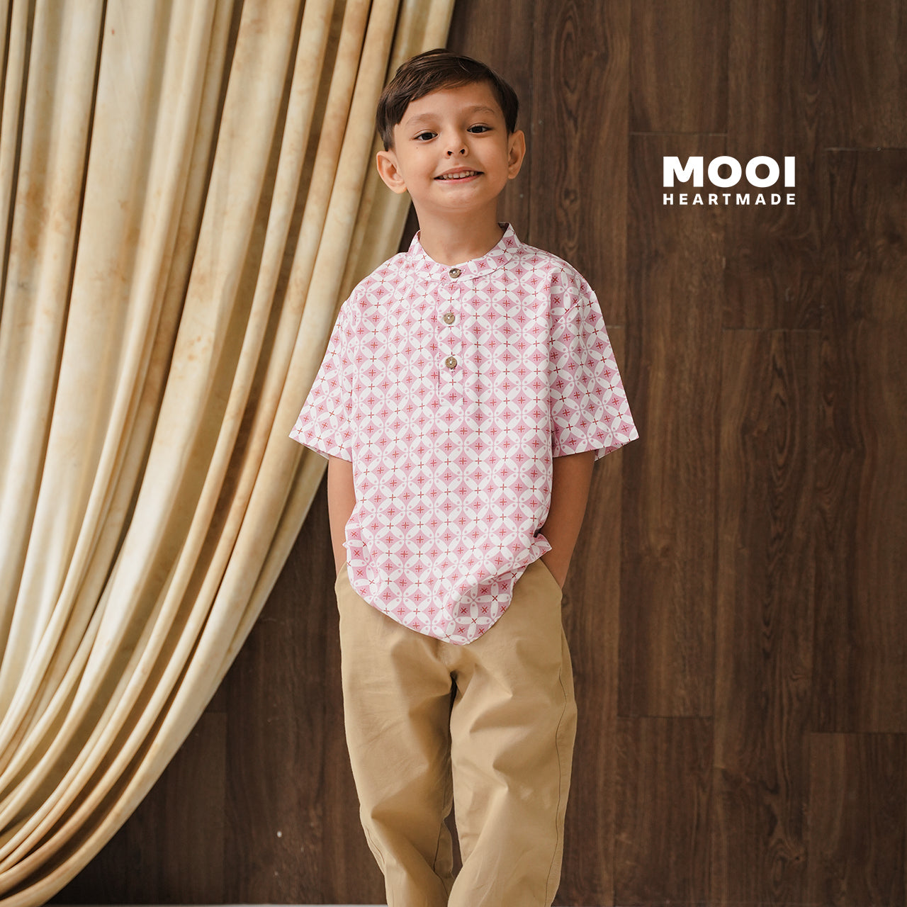 Mooi Atasan Batik Kemeja Anak Laki-Laki Kanaka Batik Shirt