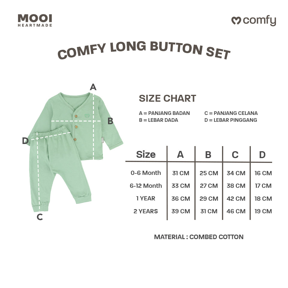 Mooi Setelan Panjang Bayi Comfy Baby Long Button Set