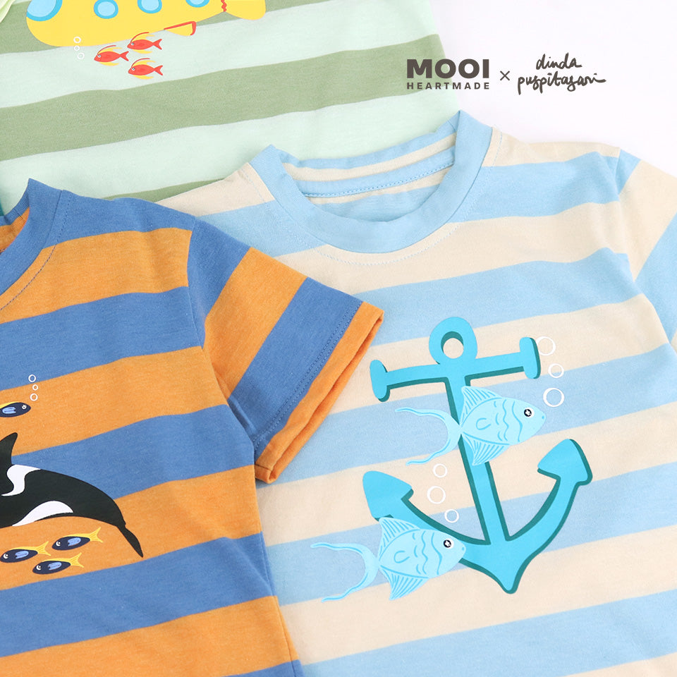 Mooi X Dinda Puspitasari Kaos Anak Unisex Zein Striped Tee
