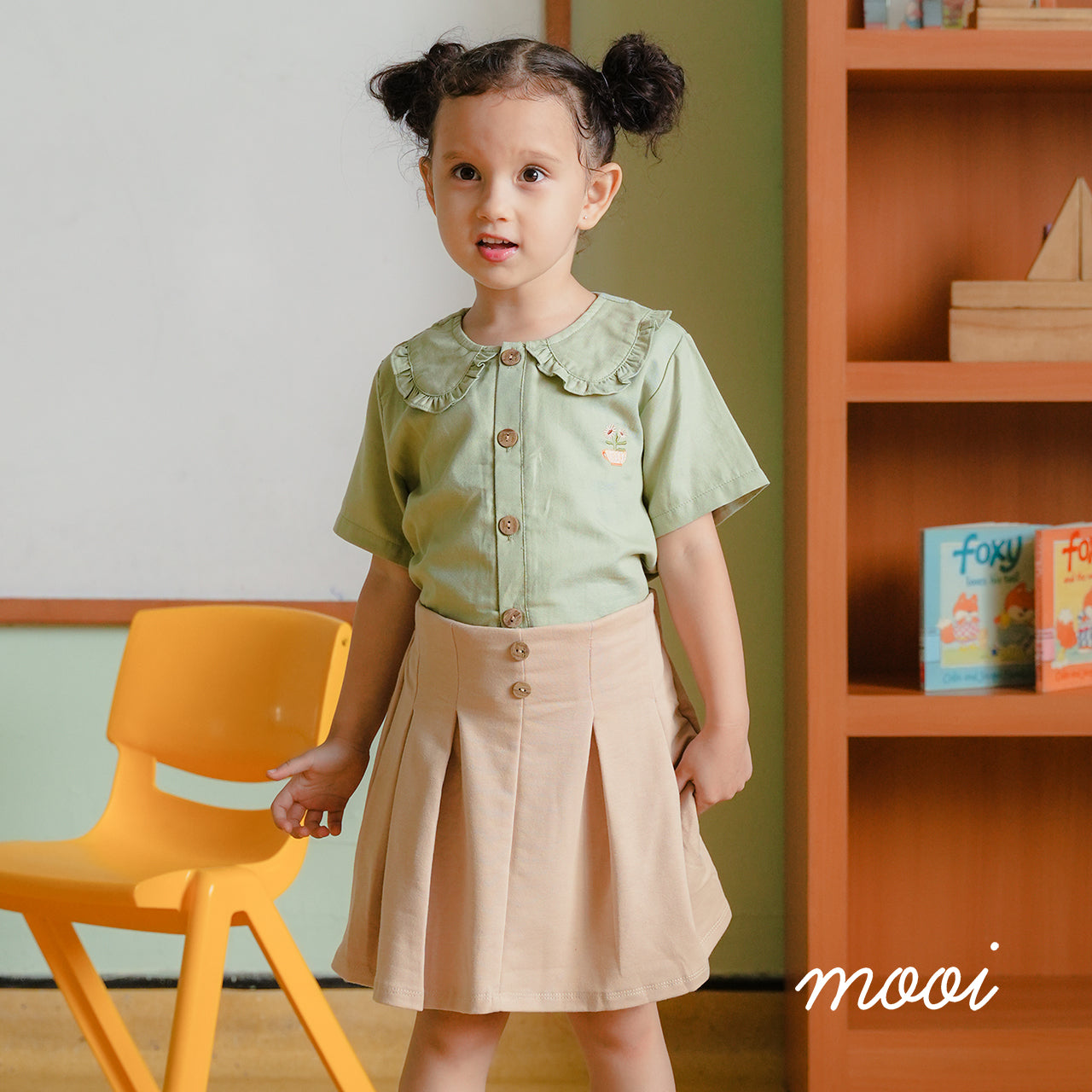Mooi Rok Celana Anak Perempuan Ayako Skort Pleat Pants
