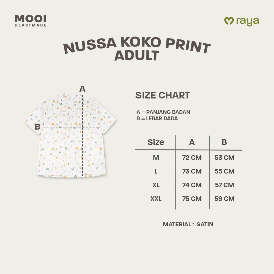 Mooi x Nussa Koko Print Adult Atasan Pria Kemeja Pria Raya Collection