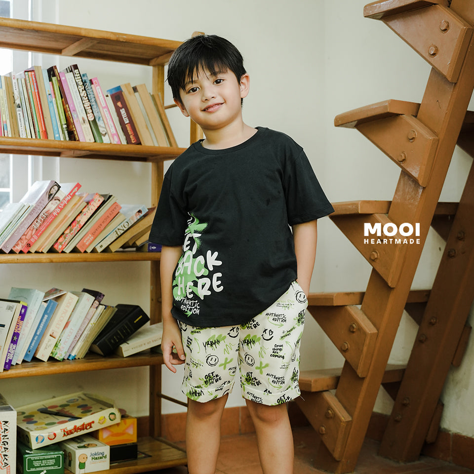 Mooi Setelan Anak Kaos Anak Tshirt Street Graffiti Set
