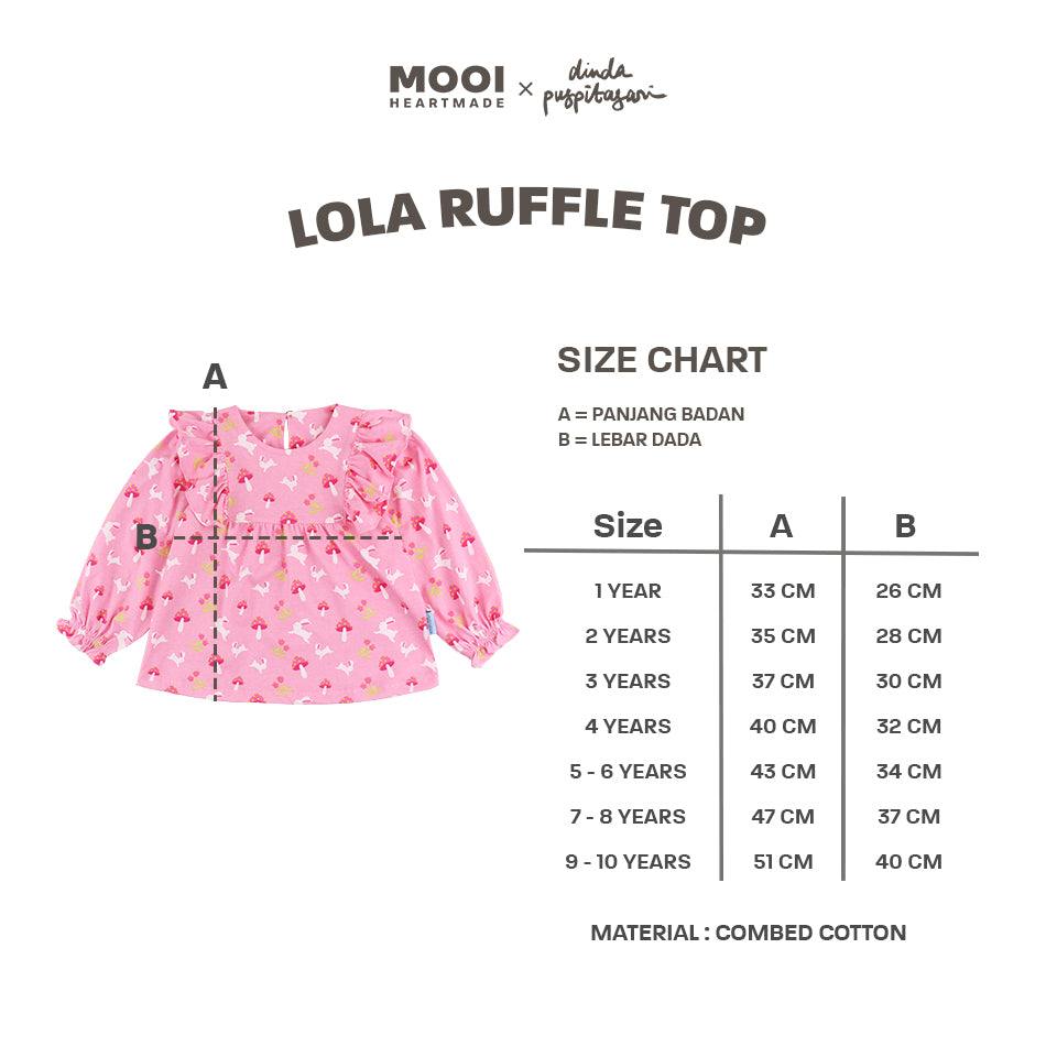 Mooi X Dinda Puspitasari Atasan Anak Perempuan Lola Top Ruffle