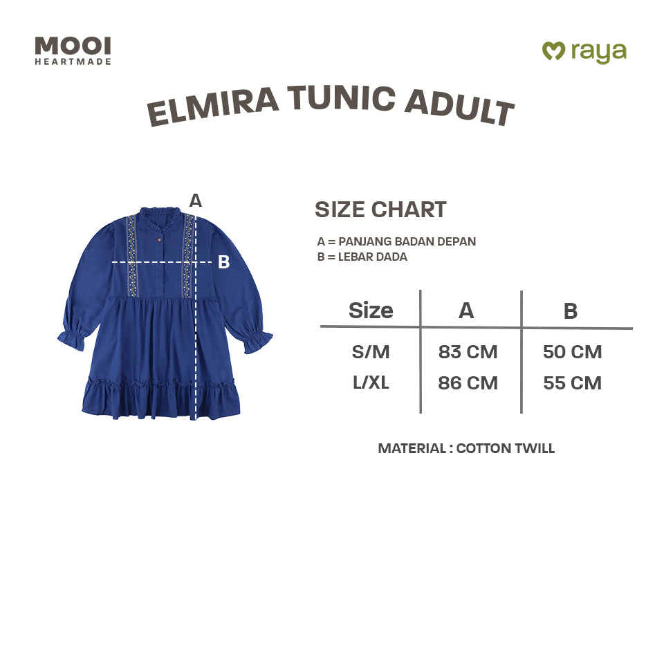 Mooi Tunik Wanita Atasan Wanita Raya Collection Elmira Tunic