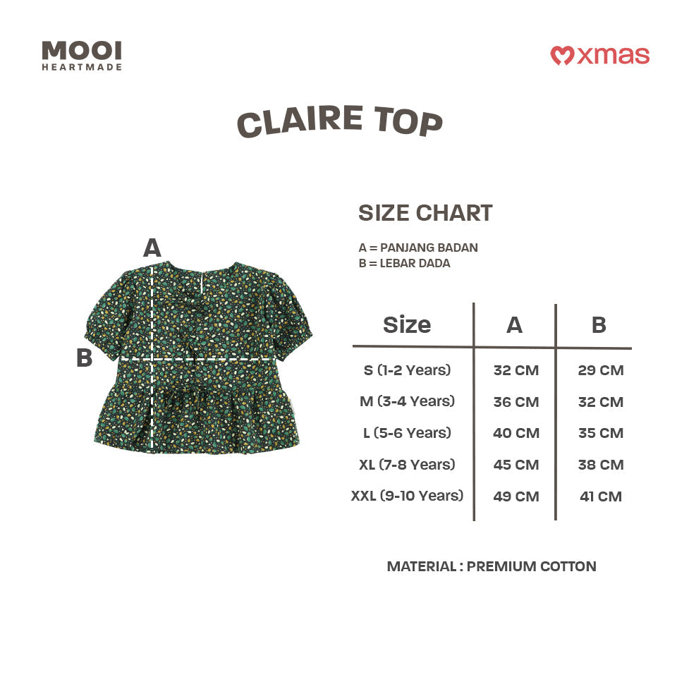 Mooi Atasan Anak Perempuan Christmas Collection Claire Top