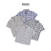 Mooi Kemeja Anak Laki-laki Kemeja Katun Motif Dion Striped Shirt