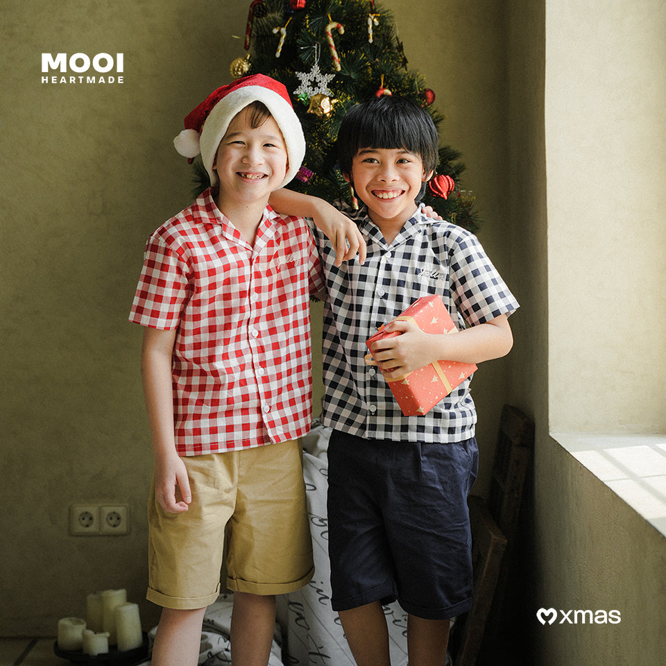 Mooi Kemeja Anak Laki - Laki Kemeja Katun Motif Gama Shirt