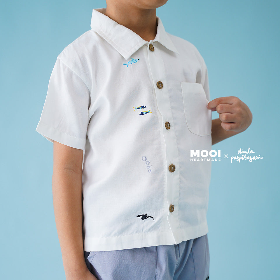 Mooi X Dinda Puspitasari Kemeja Anak Laki-laki Nevan Pocket Shirt