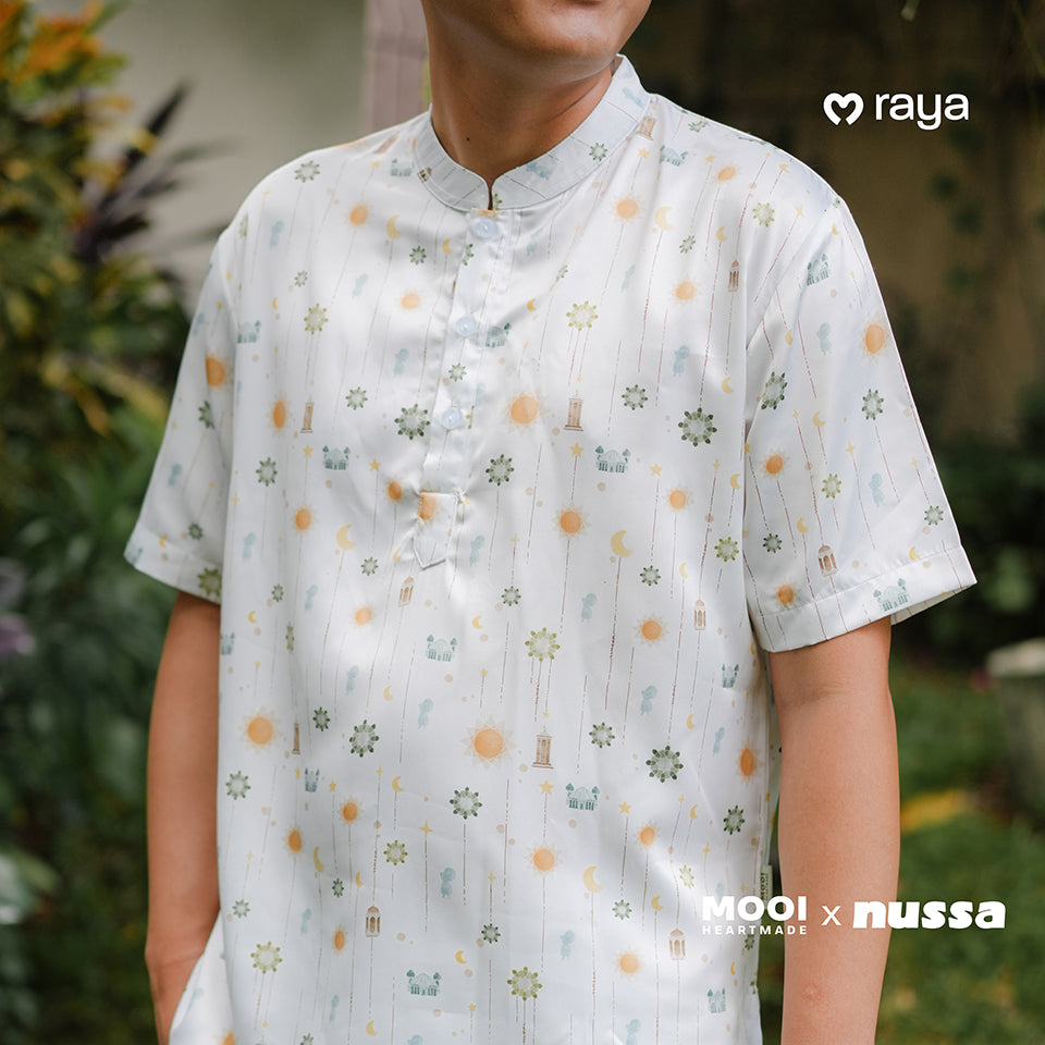Mooi x Nussa Koko Print Adult Atasan Pria Kemeja Pria Raya Collection