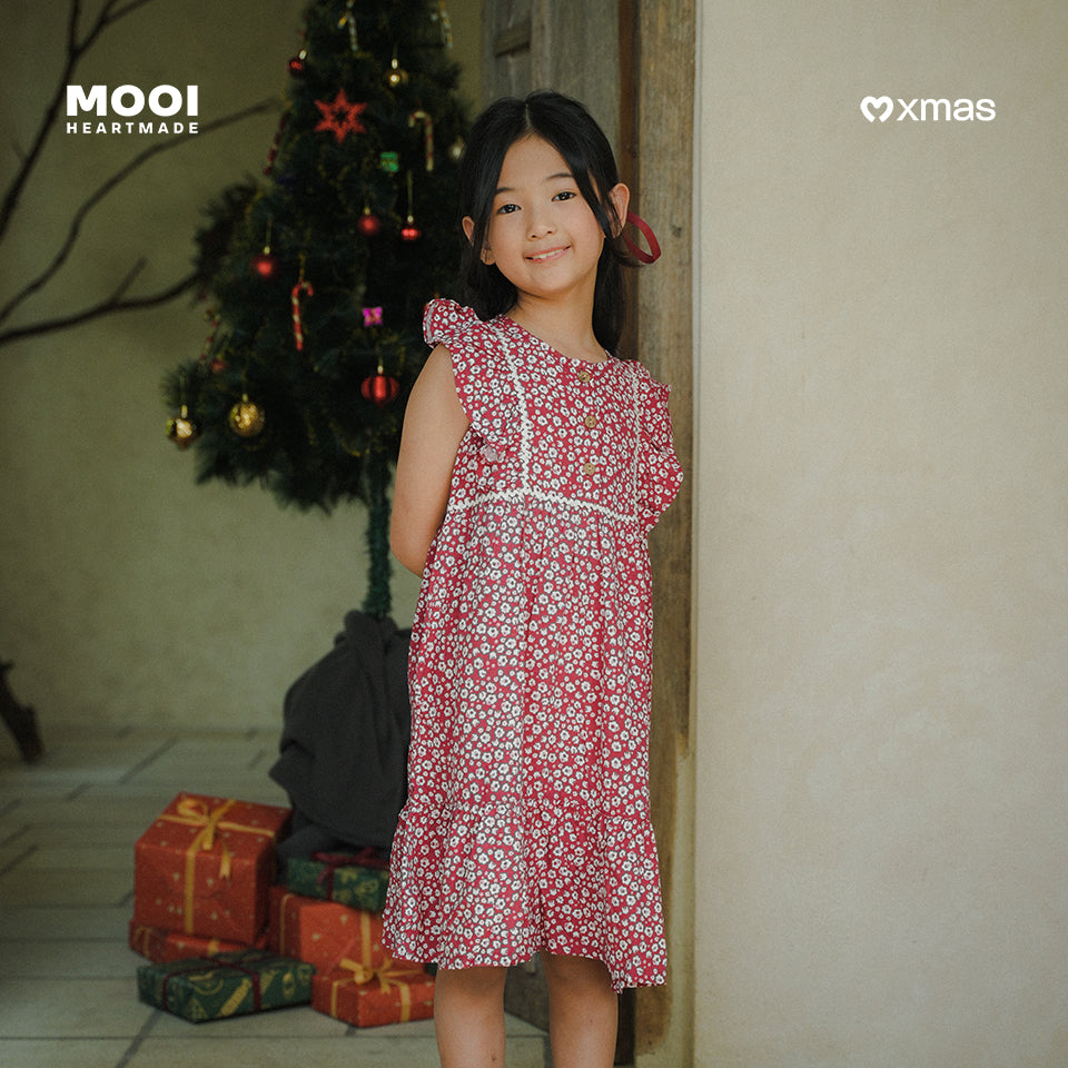 Mooi Dress Anak Perempuan Christmas Collection Eve Ruffle Dress
