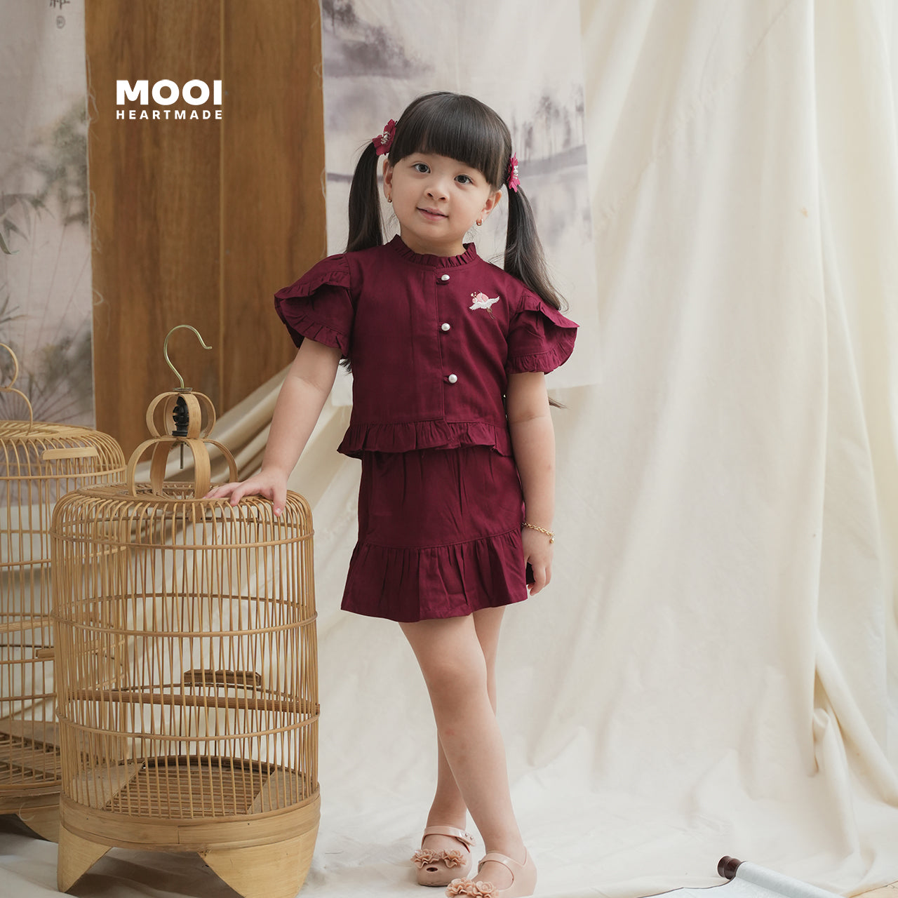 Mooi Setelan Anak Perempuan Fei Ruffle Set