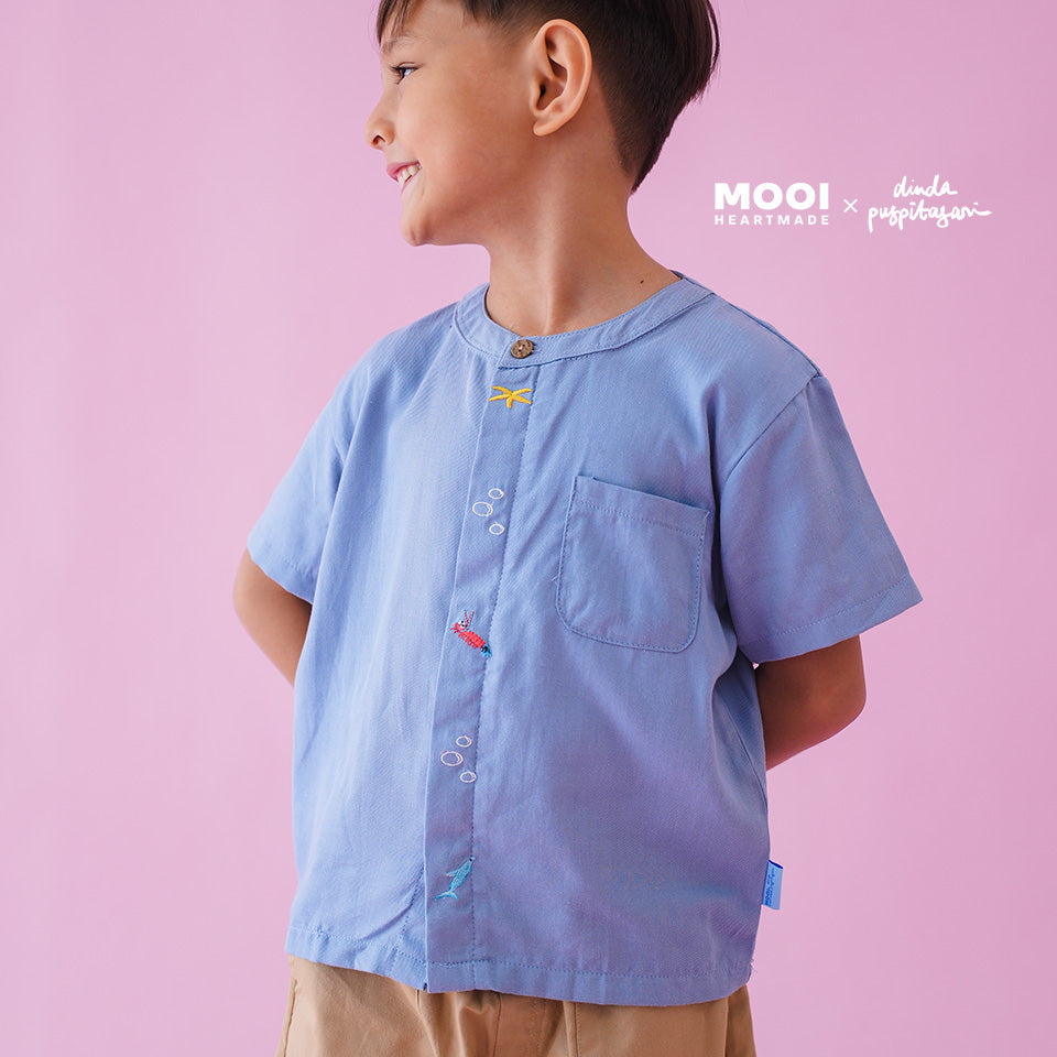 Mooi X Dinda Puspitasari Kemeja Anak Laki-laki Rue Pocket Shirt