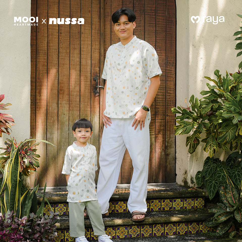 Mooi x Nussa Koko Print Adult Atasan Pria Kemeja Pria Raya Collection