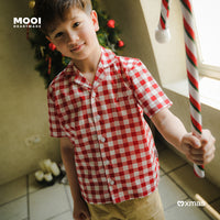 Mooi Kemeja Anak Laki - Laki Kemeja Katun Motif Gama Shirt