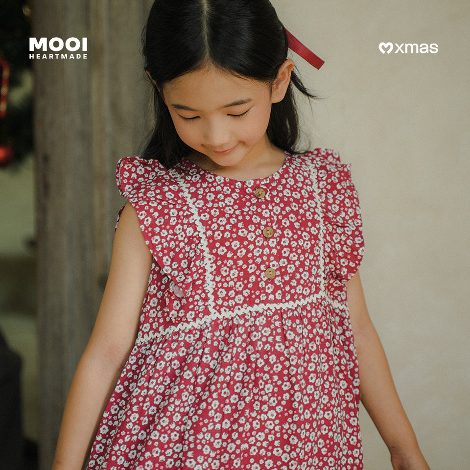 Mooi Dress Anak Perempuan Christmas Collection Eve Ruffle Dress