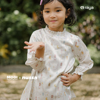 Mooi x Nussa Rarra Tunic Set Print Setelan Anak Perempuan Raya Collection
