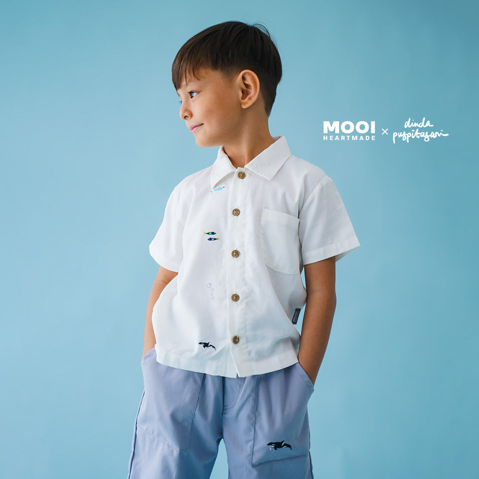 Mooi X Dinda Puspitasari Kemeja Anak Laki-laki Nevan Pocket Shirt