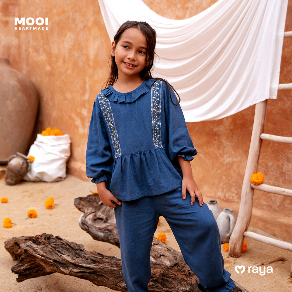 Mooi Setelan Anak Perempuan Raya Collection Asra Tunic Ruffle Set