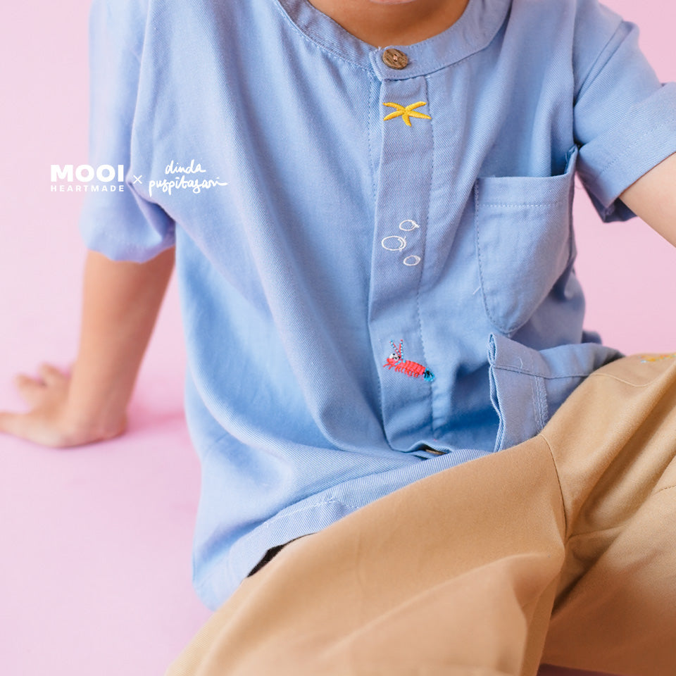Mooi X Dinda Puspitasari Kemeja Anak Laki-laki Rue Pocket Shirt