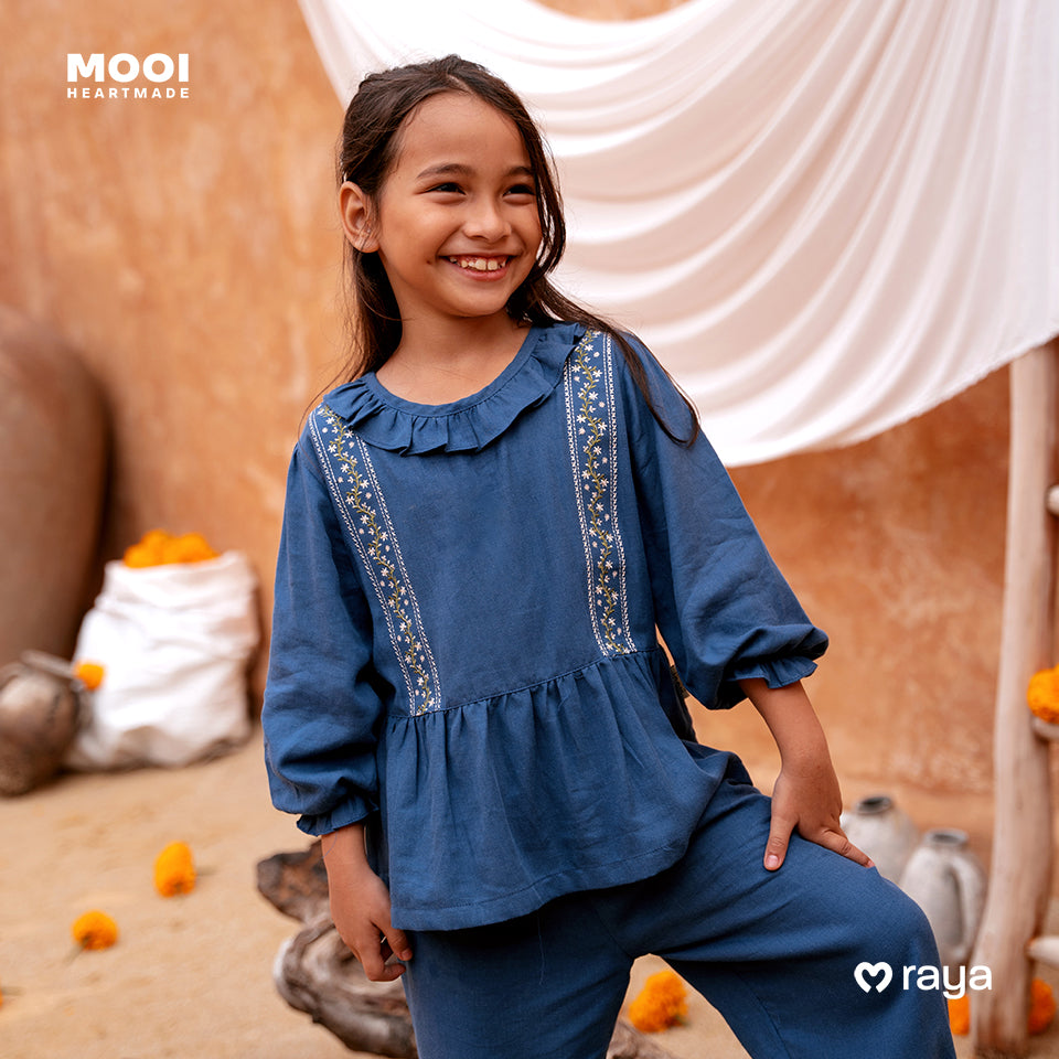 Mooi Setelan Anak Perempuan Raya Collection Asra Tunic Ruffle Set