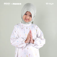 Mooi x Nussa Rarra Gamis Print Dress Anak Gamis Anak Perempuan Raya Collection