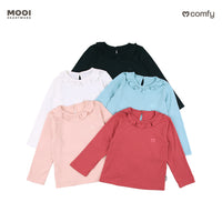 Mooi Atasan Lengan Panjang Anak Perempuan Comfy Rib Ruffle Long Sleeve Top