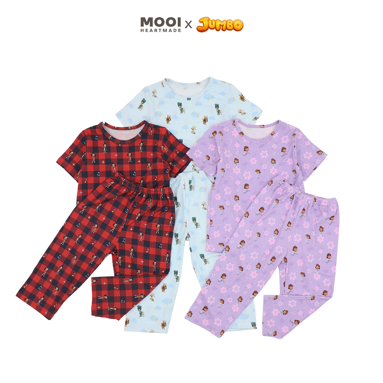 Mooi x Jumbo Setelan Anak Unisex Tencel Short Pajamas Kids