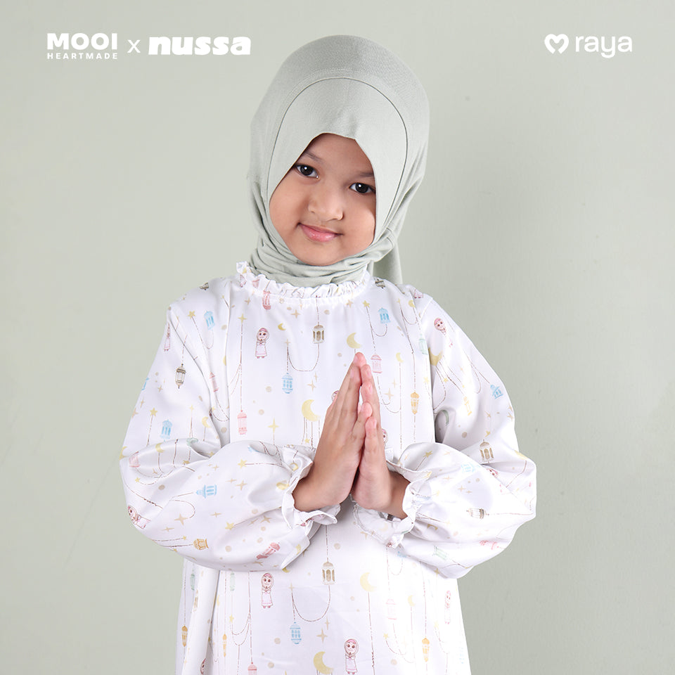 Mooi x Nussa Rarra Gamis Print Dress Anak Gamis Anak Perempuan Raya Collection