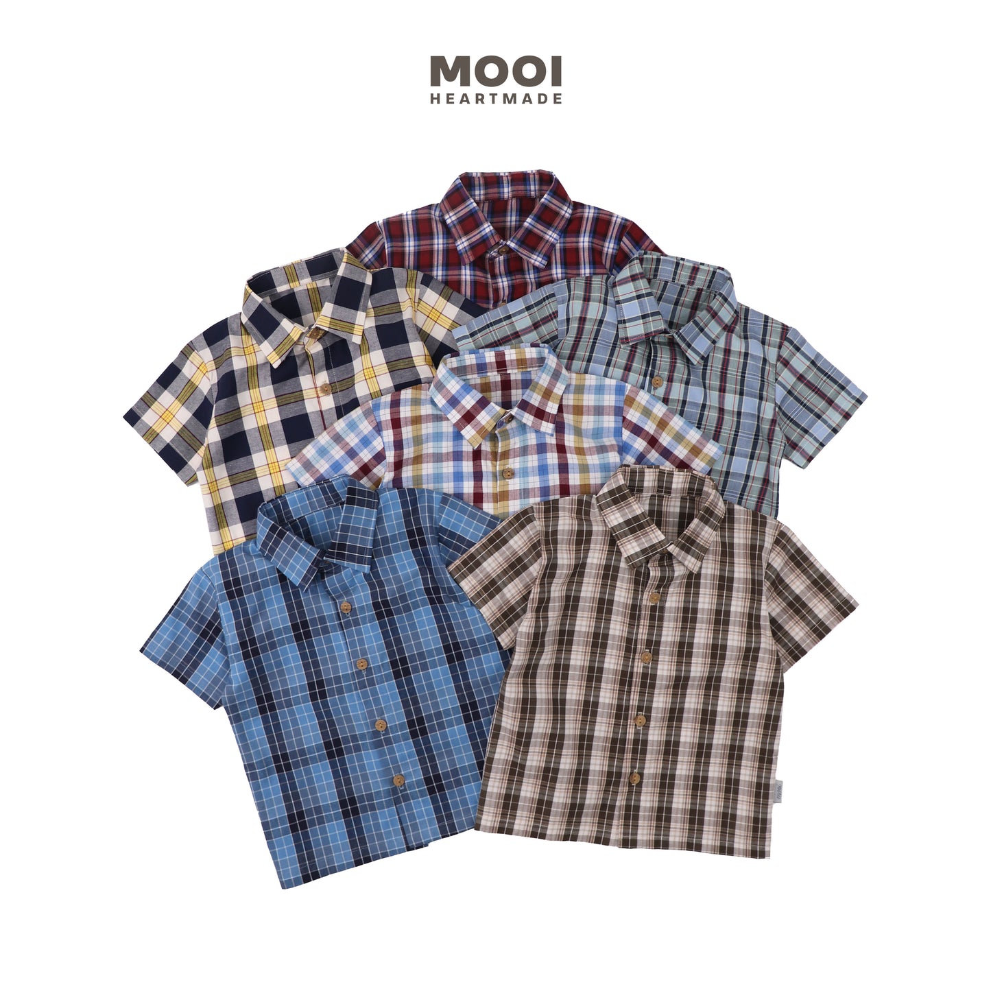 Mooi Kemeja Anak Laki-laki Kemeja Katun Motif Ethan Shirt