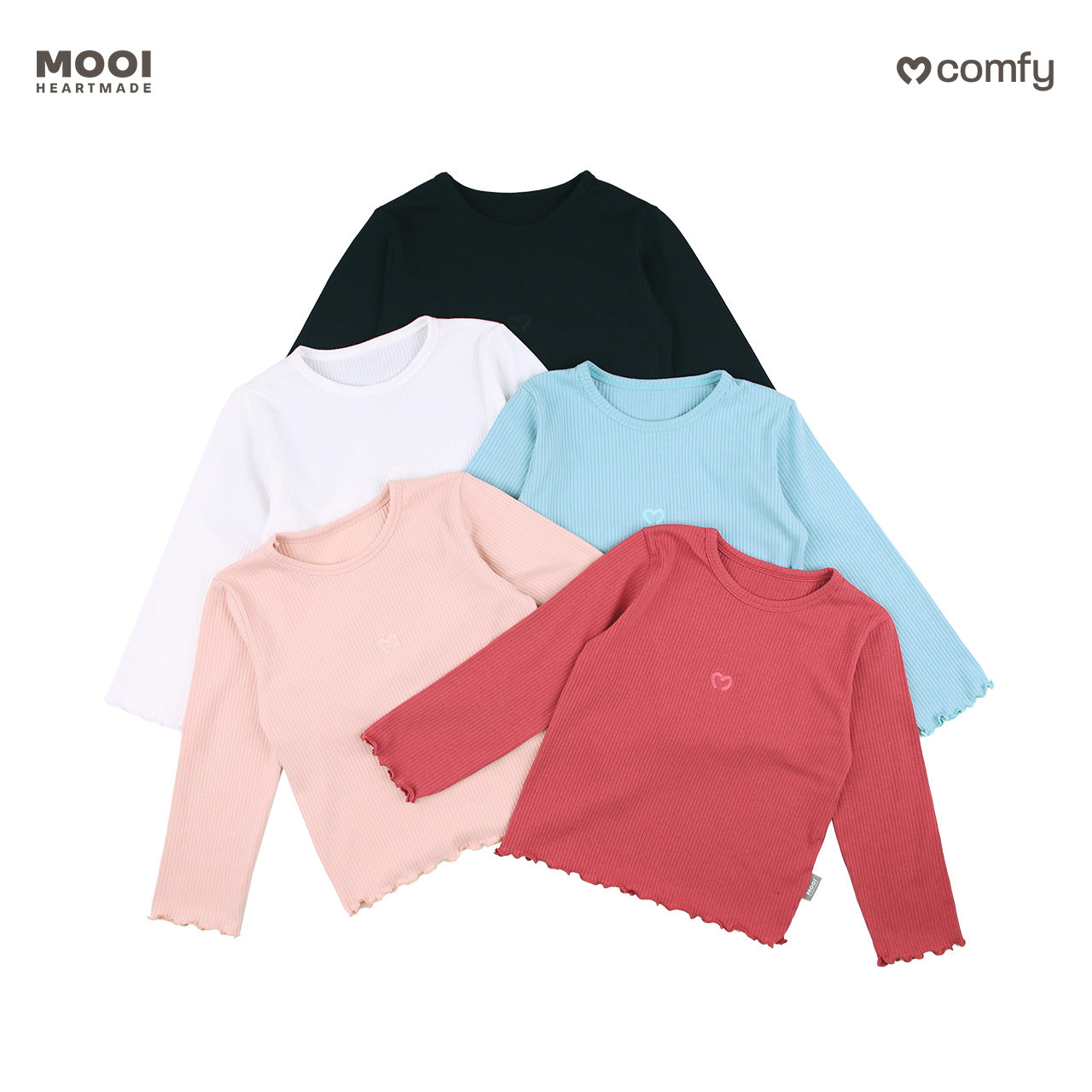 Mooi Atasan Lengan Panjang Anak Perempuan Comfy Rib Basic Long Sleeve Top
