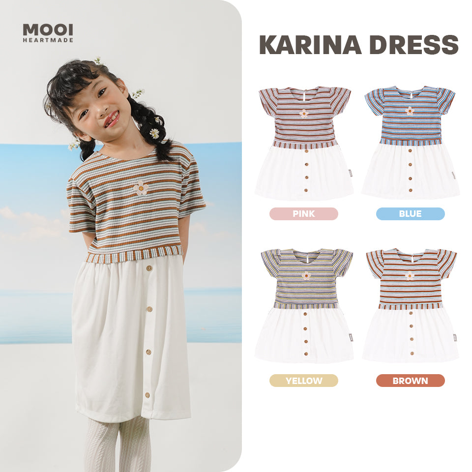 Mooi Dress Anak Perempuan Karina Rib Striped Dress