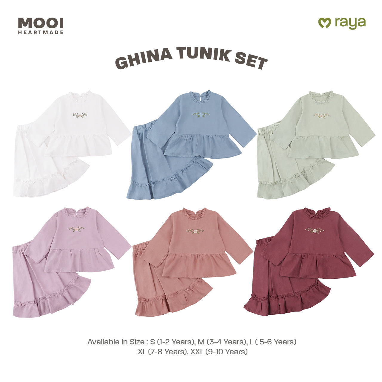 Mooi Setelan Anak Perempuan Raya Collection Ghina Tunik Set