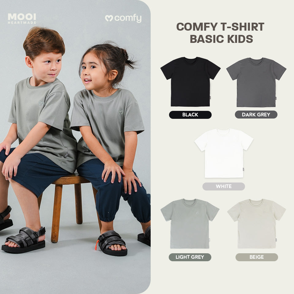 Mooi Kaos Anak Unisex Laki Laki Perempuan Comfy T-Shirt Basic Kids